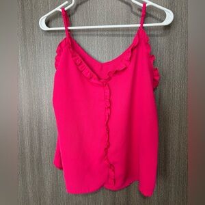 SHEIN Women's Pink Ruffle Tank Top